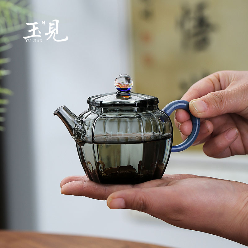 Handcrafted Borosilicate Glass Teapot Set with Tray