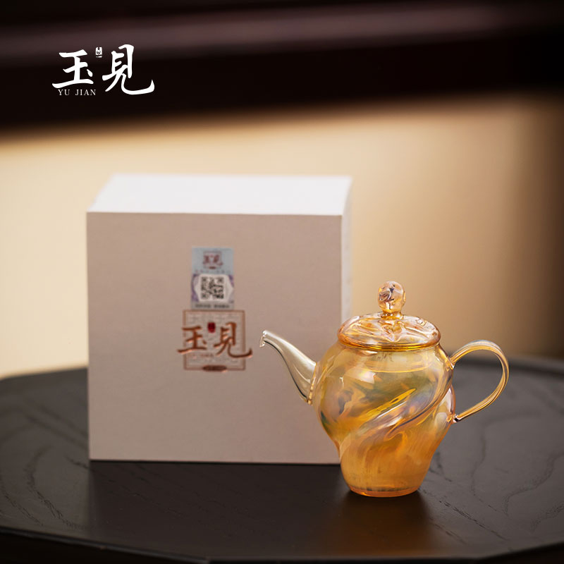 Handcrafted Iridescent Glass Teapot 