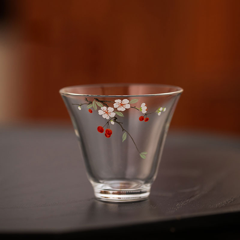 Hand-Painted 50ml Tea Cups 2pcs | Lychee, Cherry, Lotus Fish