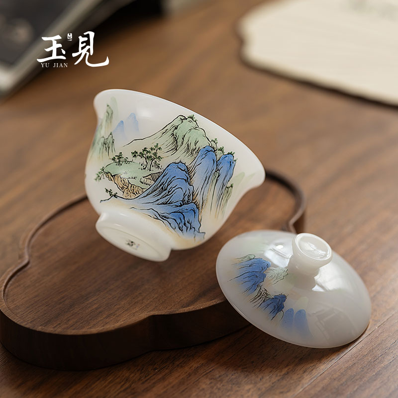 Hand-Painted Landscape Mug | Borosilicate Glass Office Cup