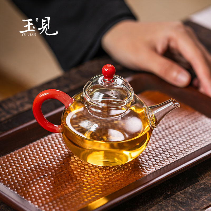 Handcrafted Borosilicate Glass Tea Pot 150ml – Chinese Style Fulu Design