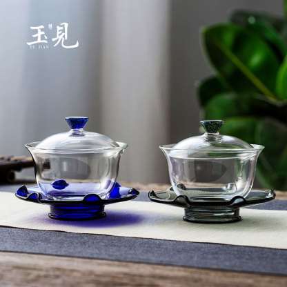Handcrafted Lotus Elegance Gaiwan 150ml – Borosilicate Glass, Four Colors