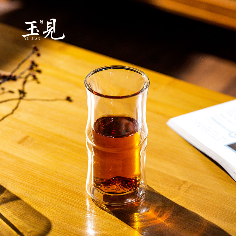 Handcrafted Bamboo-Style Glass Tea Cup