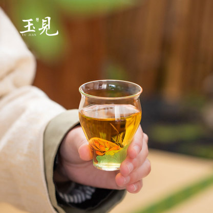 Hand-Painted Glass Tea Cups 2pcs 70ml | Lotus, Sakura, Orchid