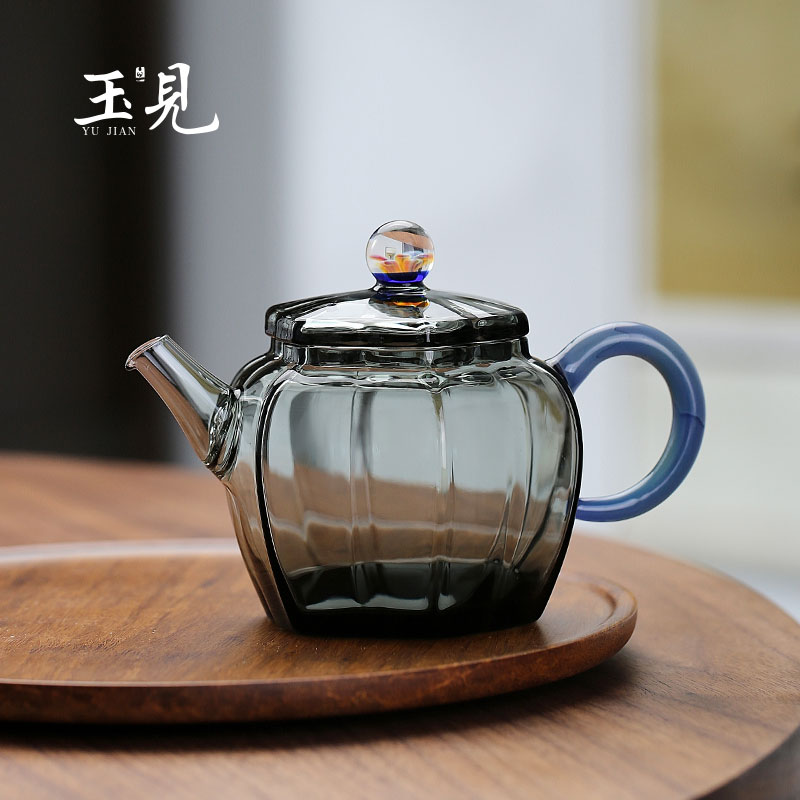 Handcrafted Borosilicate Glass Teapot Set with Tray