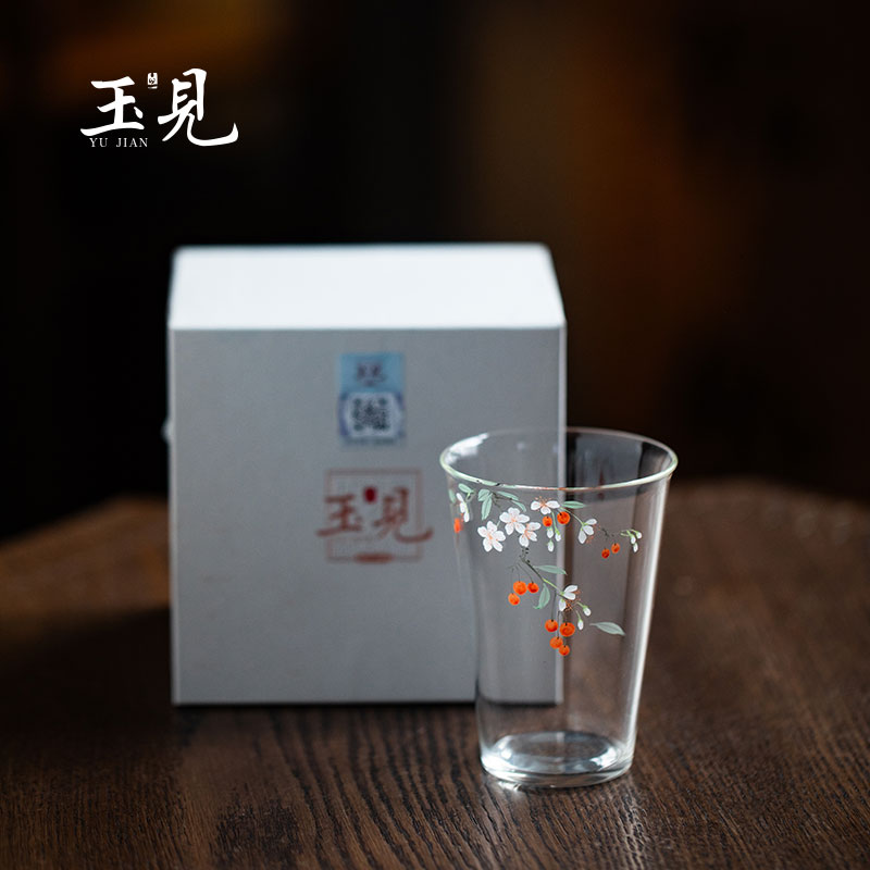 Hand-Painted 180ml Glass Tumbler | Cherry, Peach, Rabbit, Lady