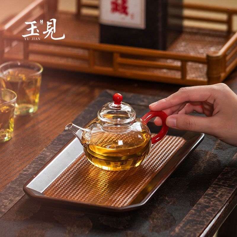 Handcrafted Borosilicate Glass Tea Pot 150ml – Chinese Style Fulu Design