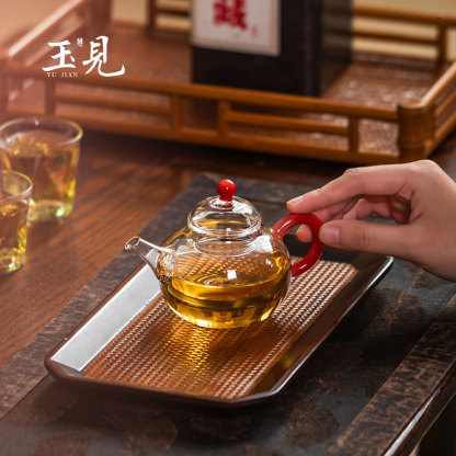 Handcrafted Borosilicate Glass Tea Pot 150ml – Chinese Style Fulu Design