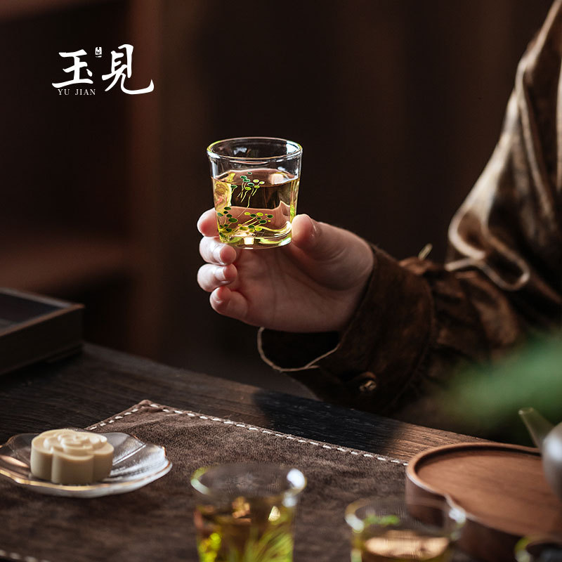 Hand-Painted 50ml Glass Tea Cup Set – 4pcs