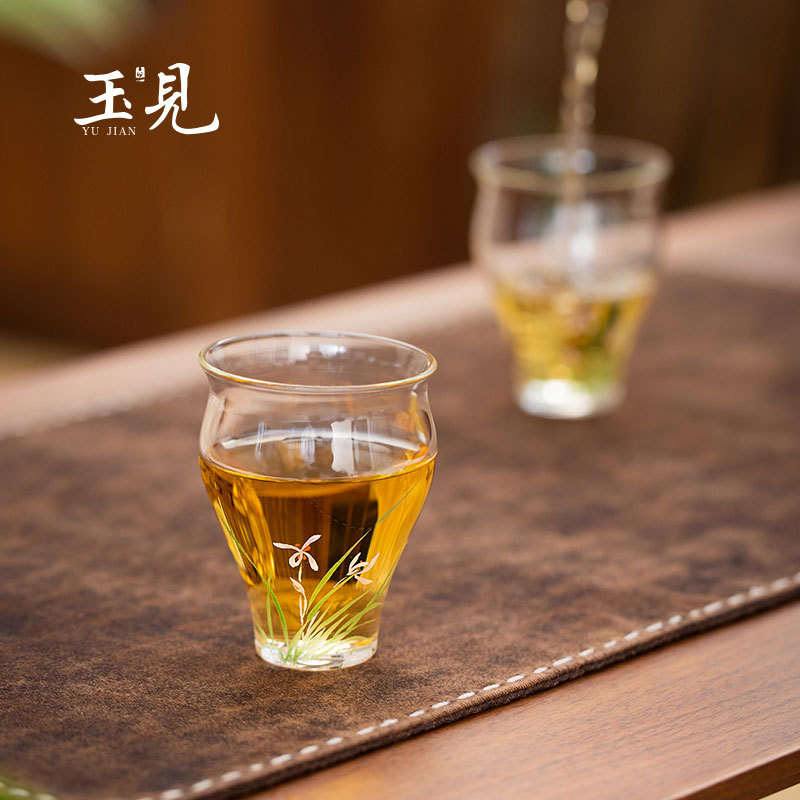 Hand-Painted Glass Tea Cups 2pcs 70ml | Lotus, Sakura, Orchid