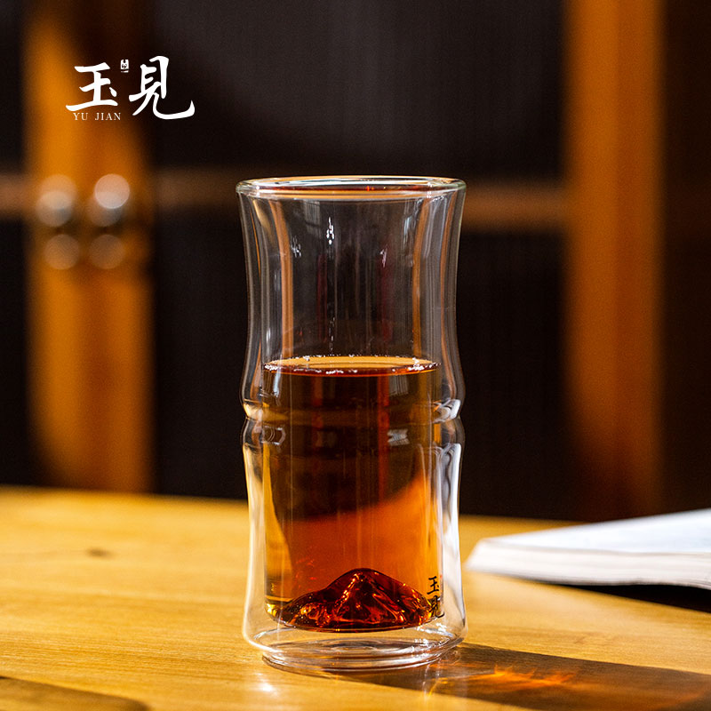 Handcrafted Bamboo-Style Glass Tea Cup
