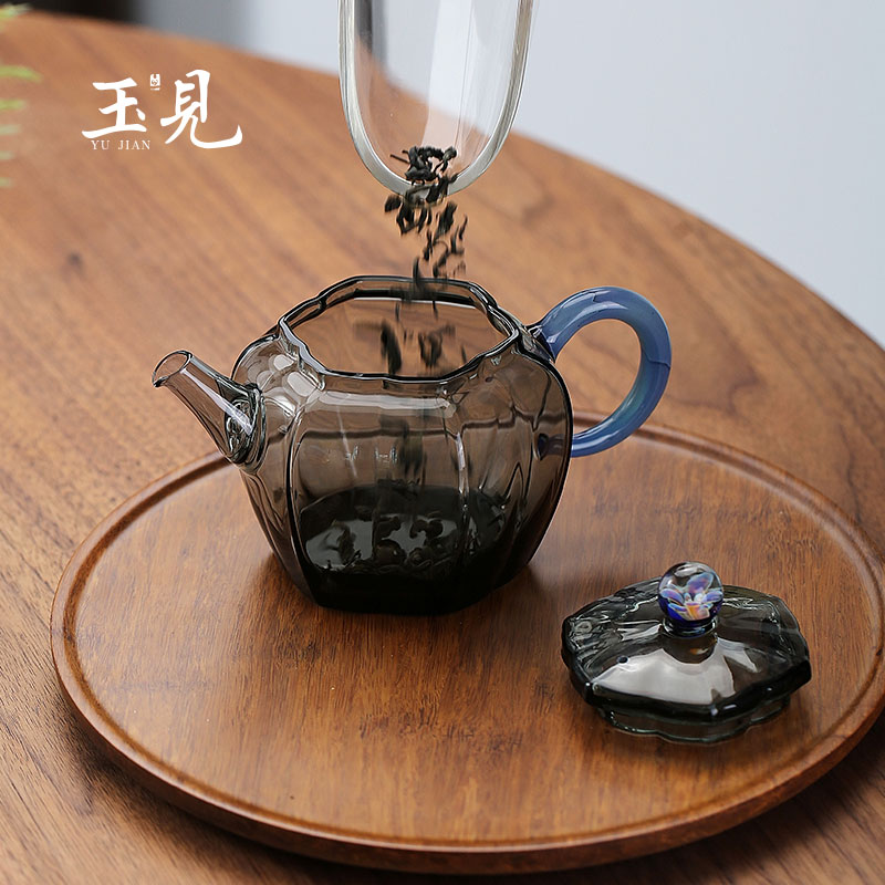 Handcrafted Borosilicate Glass Teapot Set with Tray