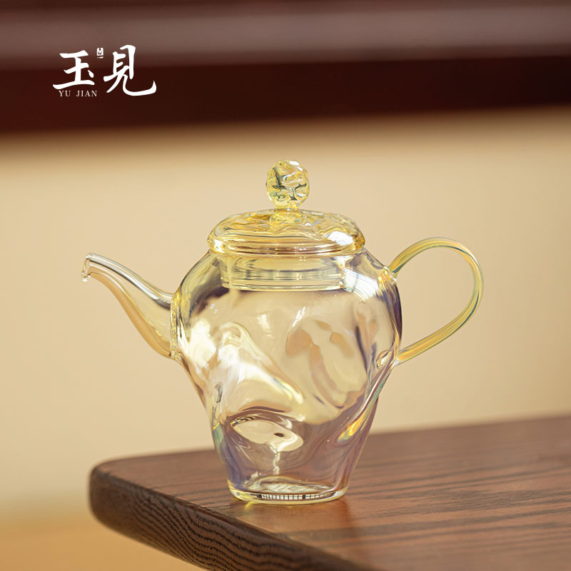 Handcrafted Iridescent Glass Teapot 