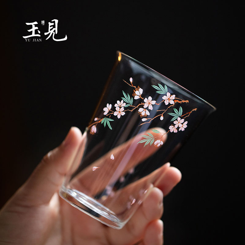 Hand-Painted 180ml Glass Tumbler | Cherry, Peach, Rabbit, Lady