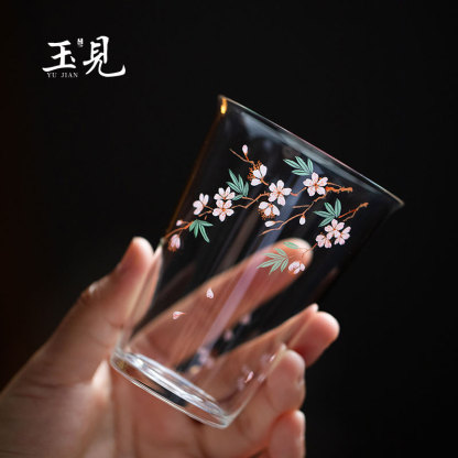 Hand-Painted 180ml Glass Tumbler | Cherry, Peach, Rabbit, Lady
