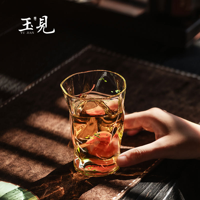 Hand-Painted Lotus Fish Glass Tea Cup 260ml / 180ml | Gift Box