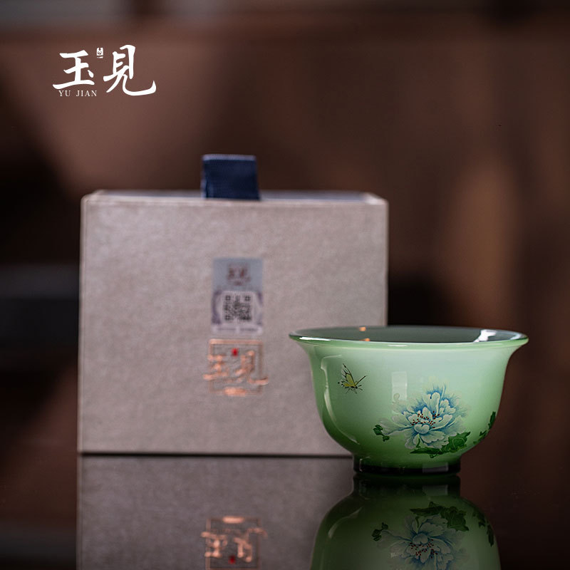 YUJIAN Hand-Painted Master Cup 90ml Handmade Glass Teacup – Chinese Style