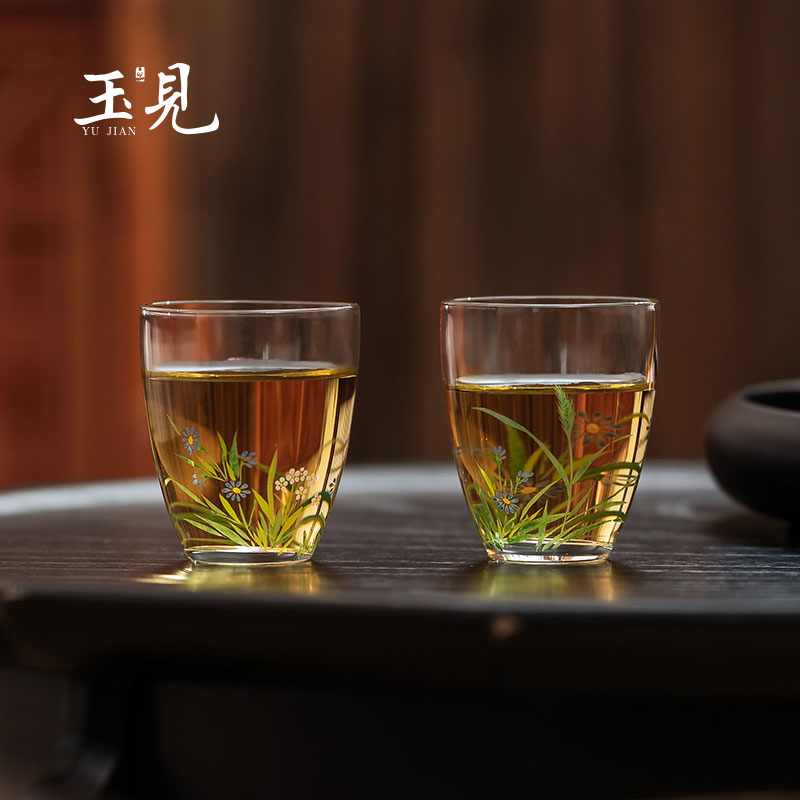 Hand-Painted Glass Teacups Set of 2 – 60ml Collectible Borosilicate Teaware