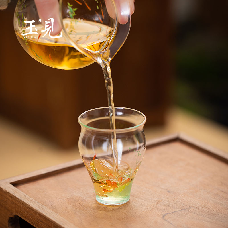 Hand-Painted Glass Tea Cups 2pcs 70ml | Lotus, Sakura, Orchid