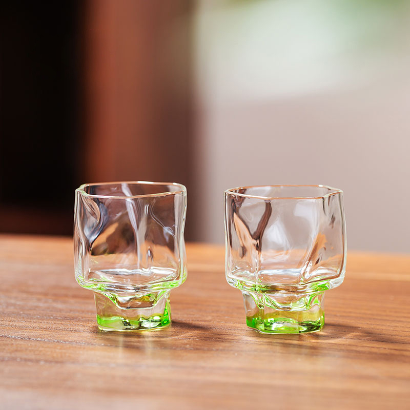 Handcrafted 60ml Glass Tea Cups – Set of 2, Elegant Borosilicate Tasting Cups