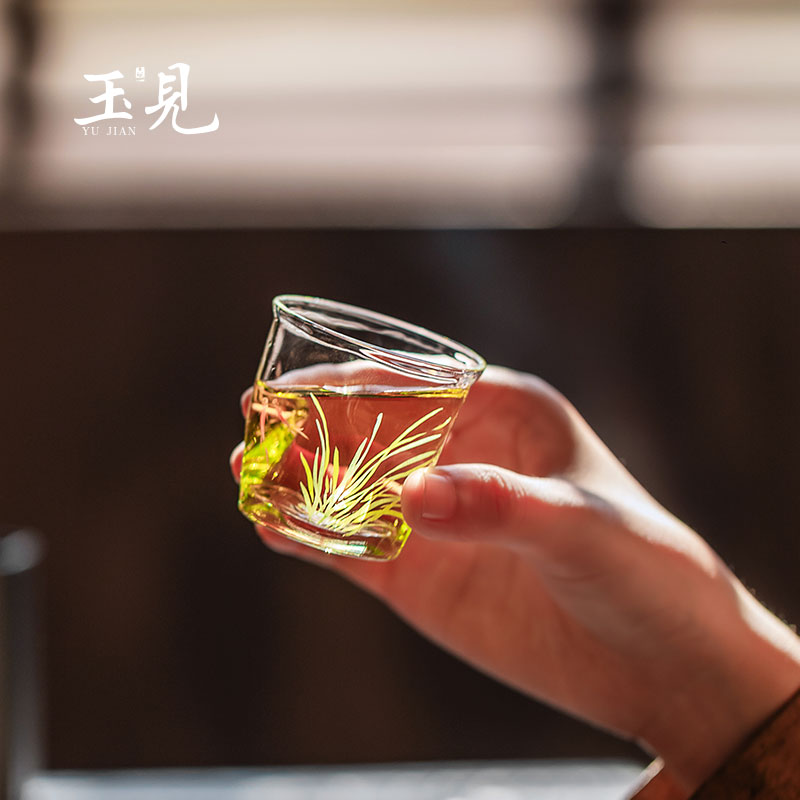 Hand-Painted 50ml Glass Tea Cup Set – 4pcs