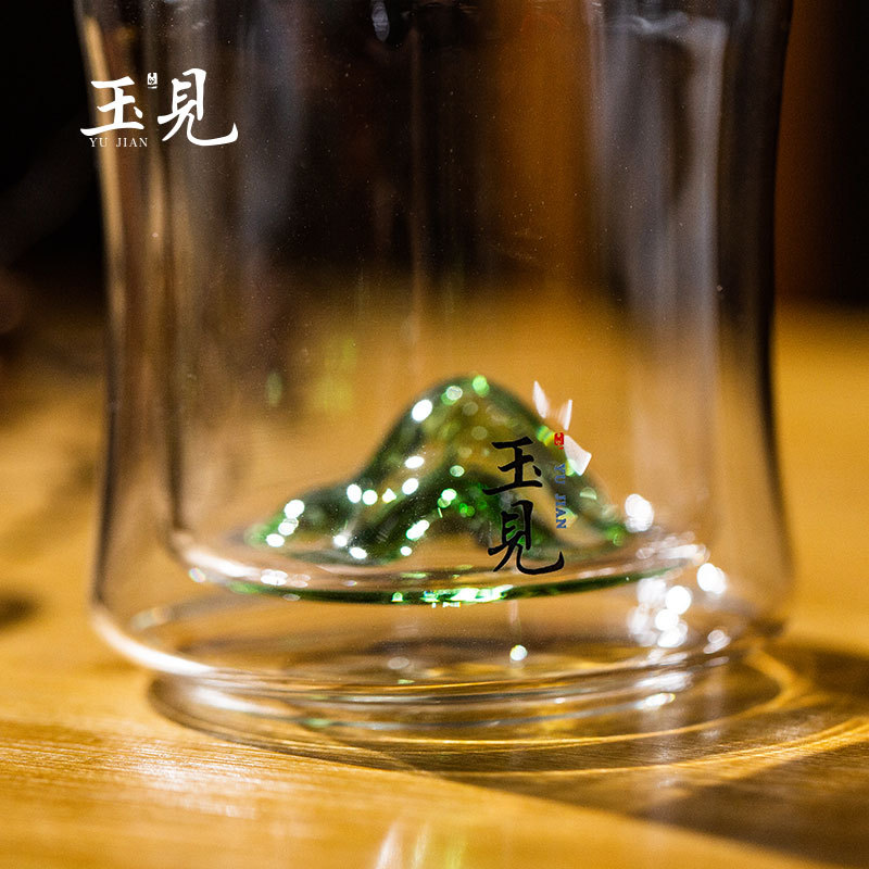 Handcrafted Bamboo-Style Glass Tea Cup