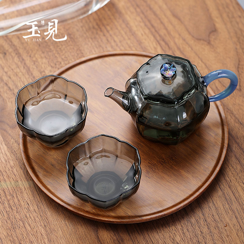 Handcrafted Borosilicate Glass Teapot Set with Tray