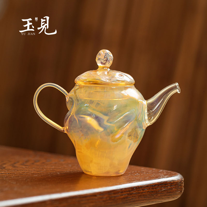 Handcrafted Iridescent Glass Teapot 