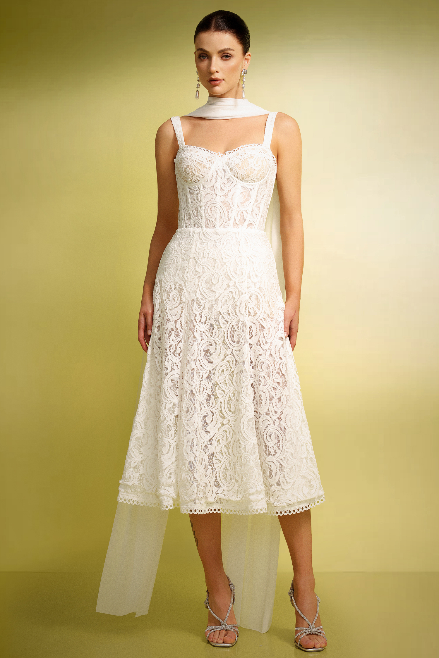 Junya Lace Corset Sleeveless Midi Dress