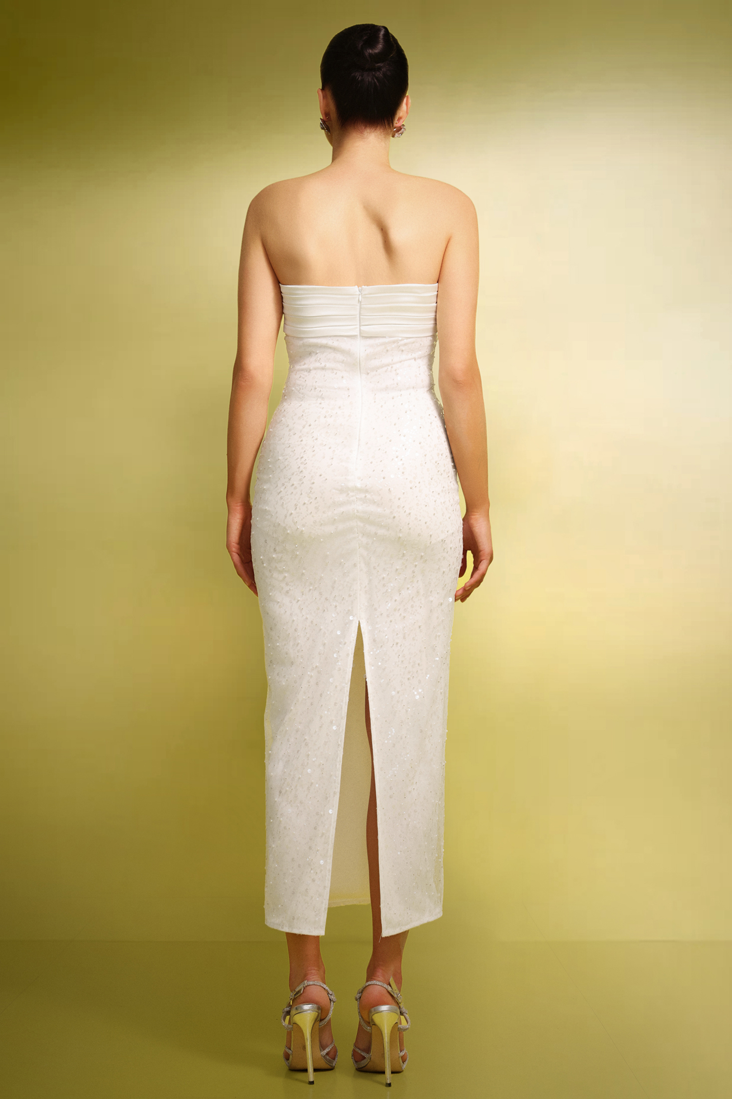 Jucana Sleeveless Pearl Slit Maxi Dress