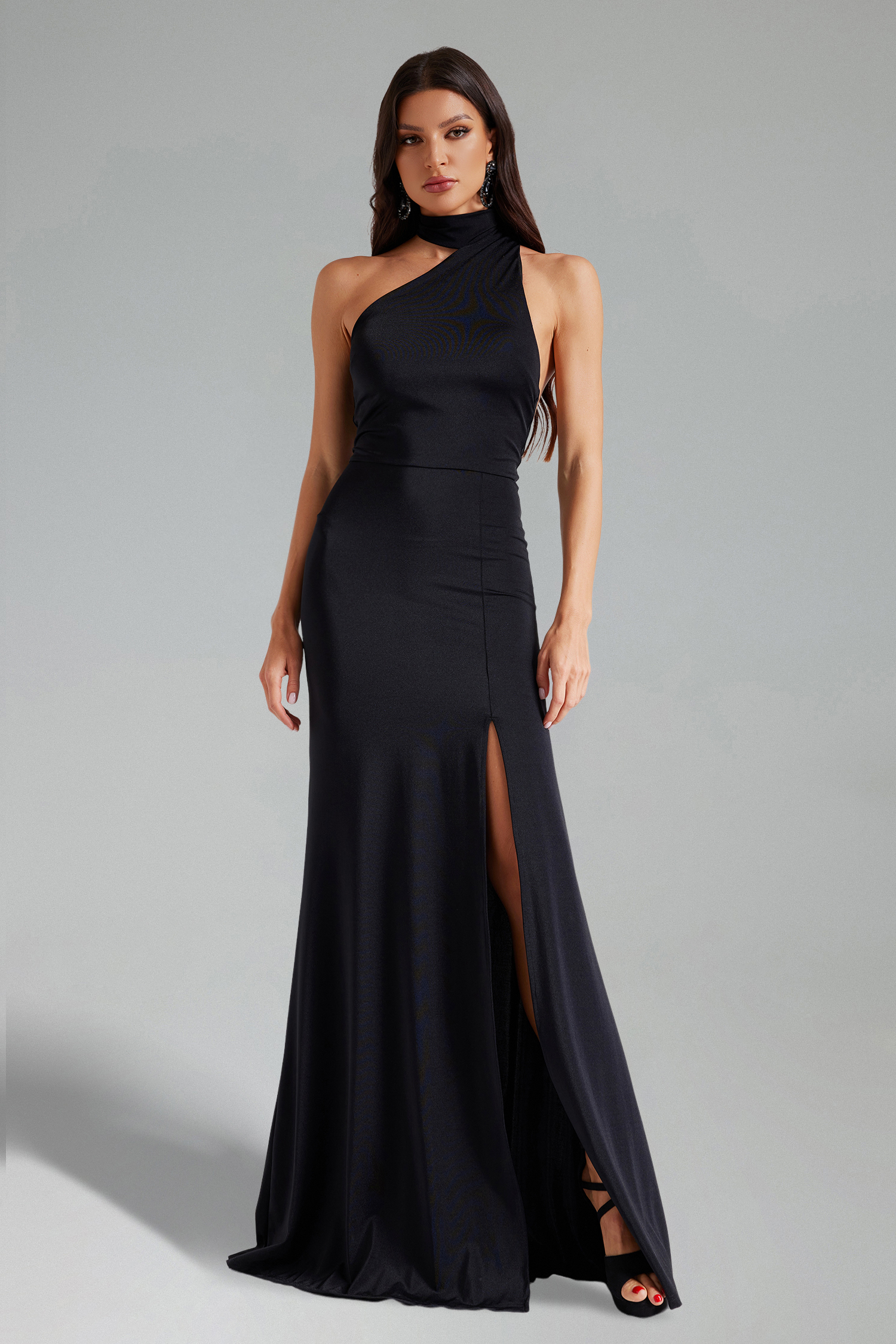 Ursula Halter One Shoulder Slit Maxi Dress