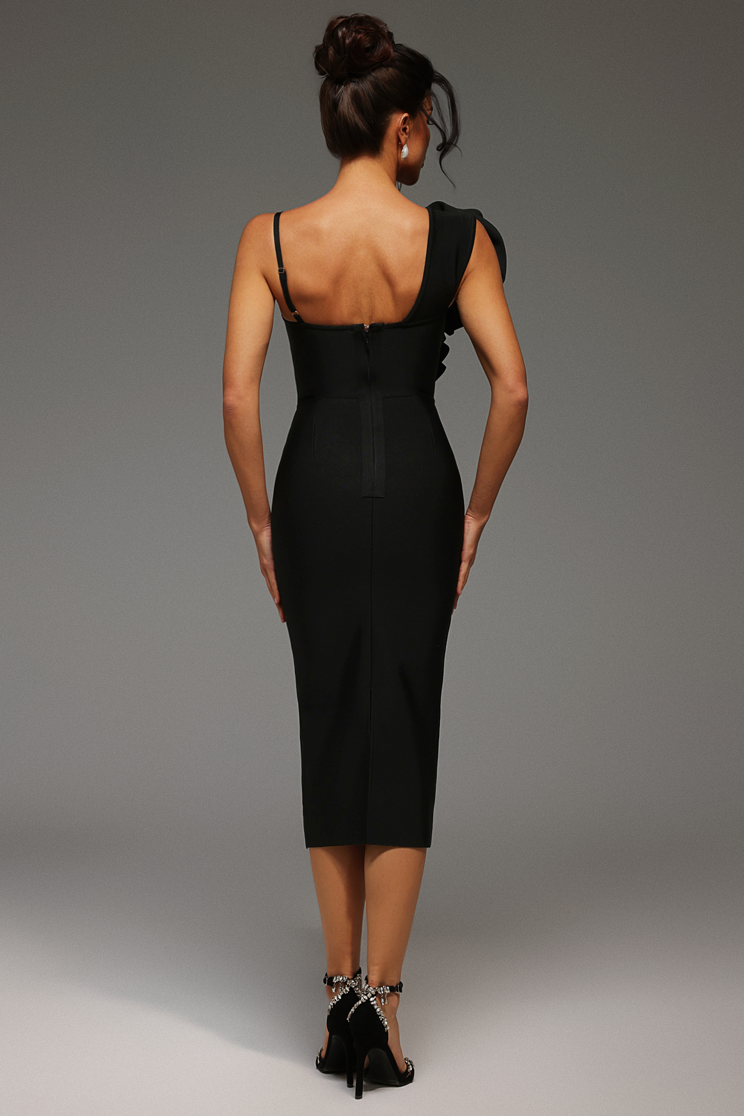 Lzada Halter Flowers Bandage Midi Dress