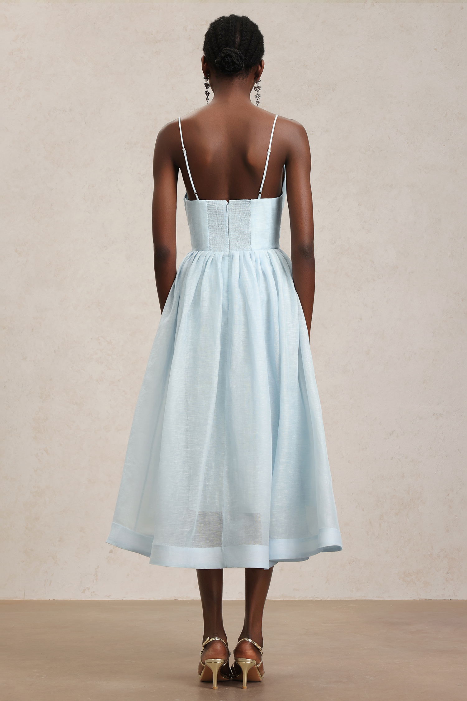 Radmila Halter Deep-V Folds Maxi Dress