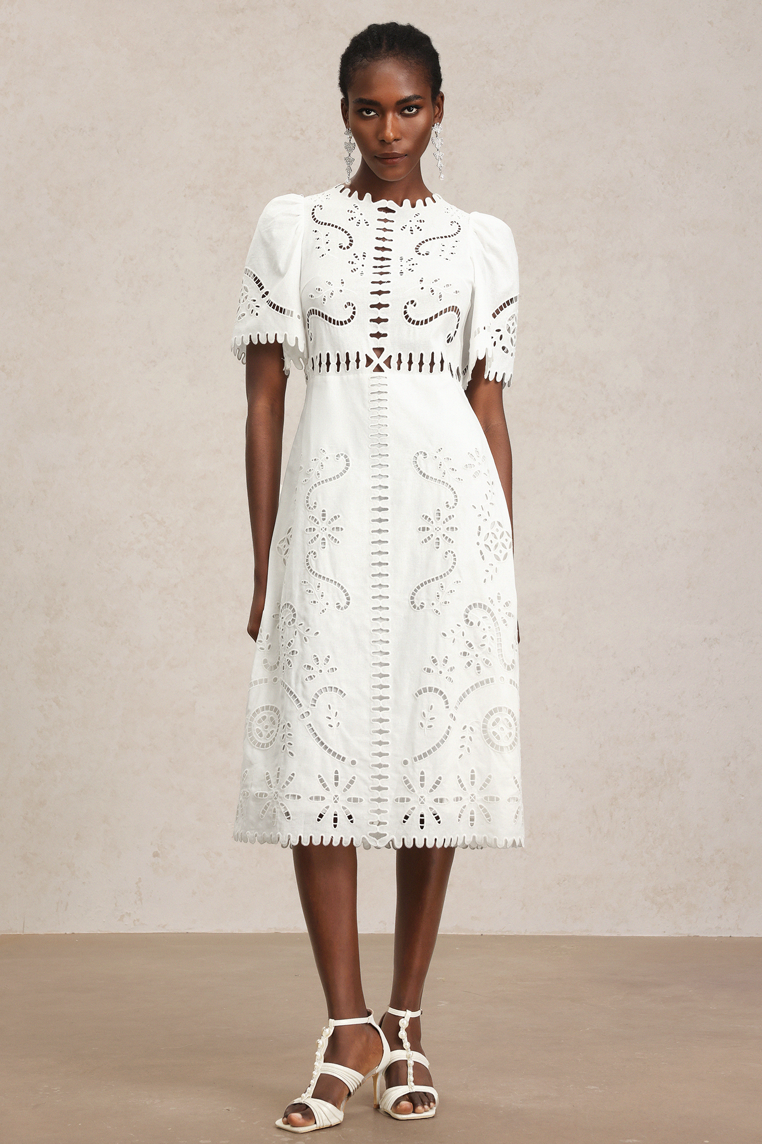 Kimaya Short Sleeves Hollow Out Midi Dress