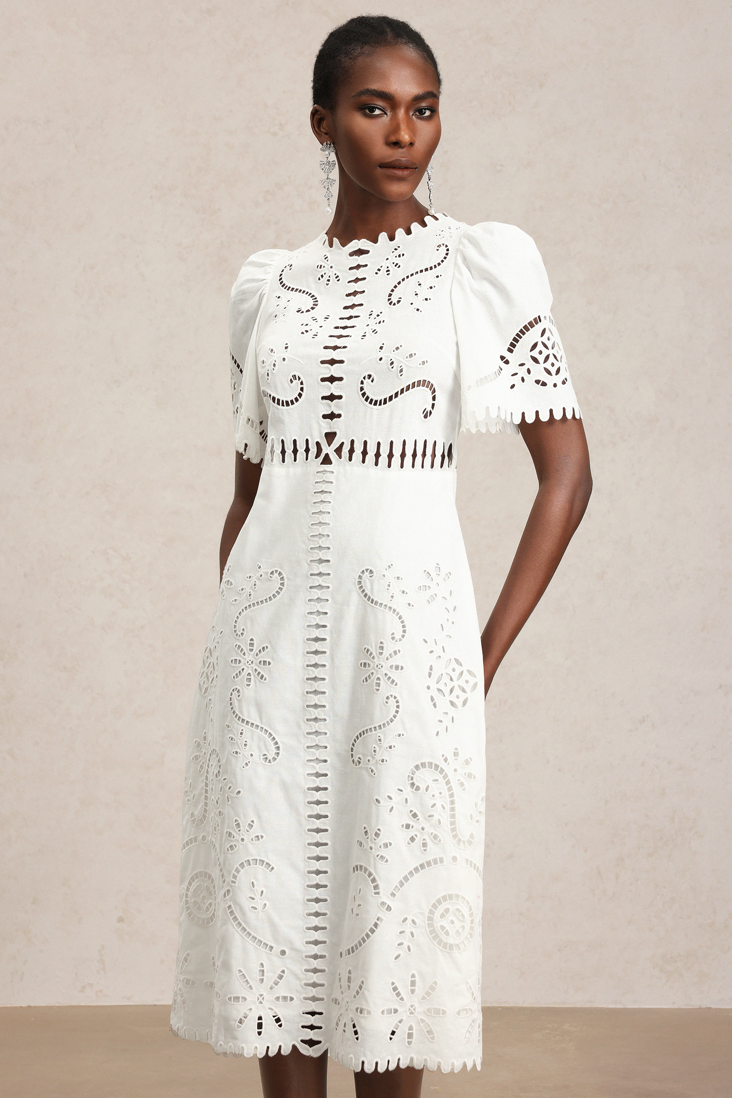 Kimaya Short Sleeves Hollow Out Midi Dress