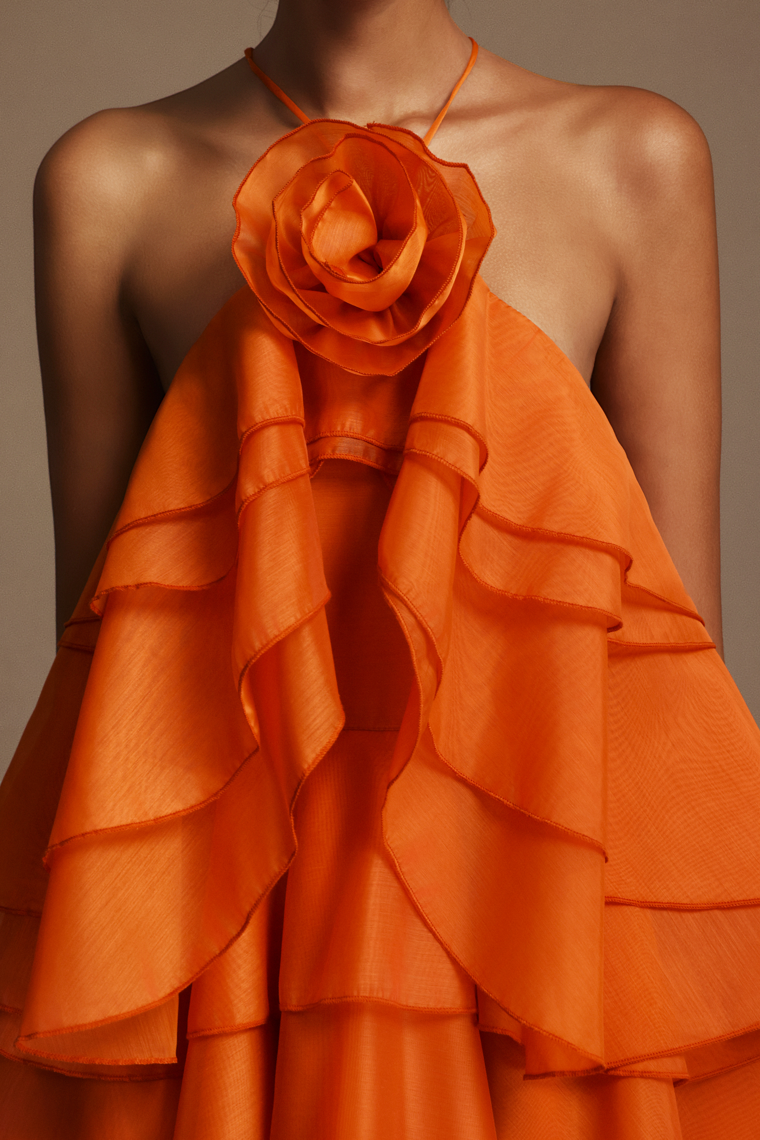 Jesmin Sleeveless Flower Layered Folds Maxi Dress