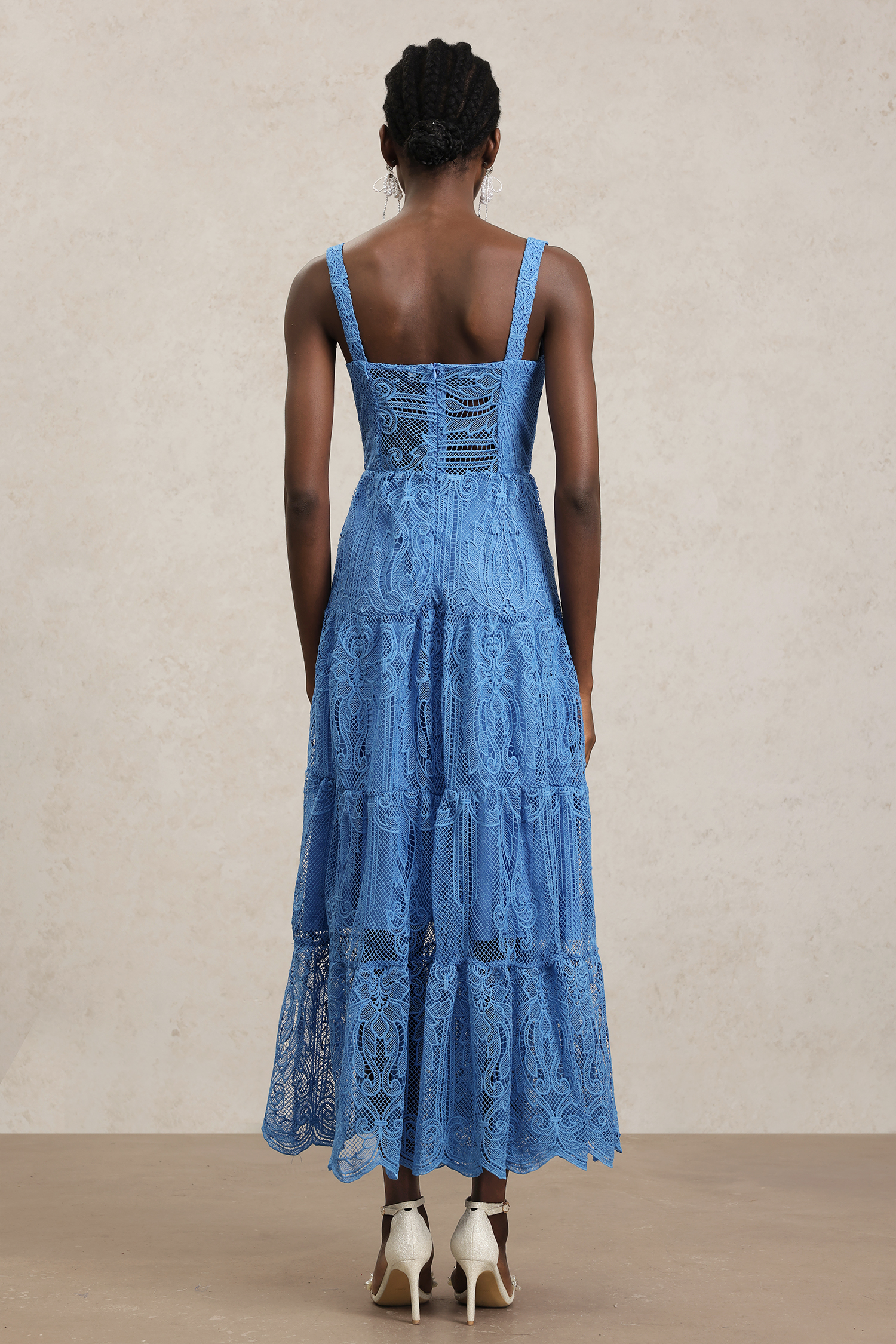 Lacava Halter Flowers Lace Maxi Dress