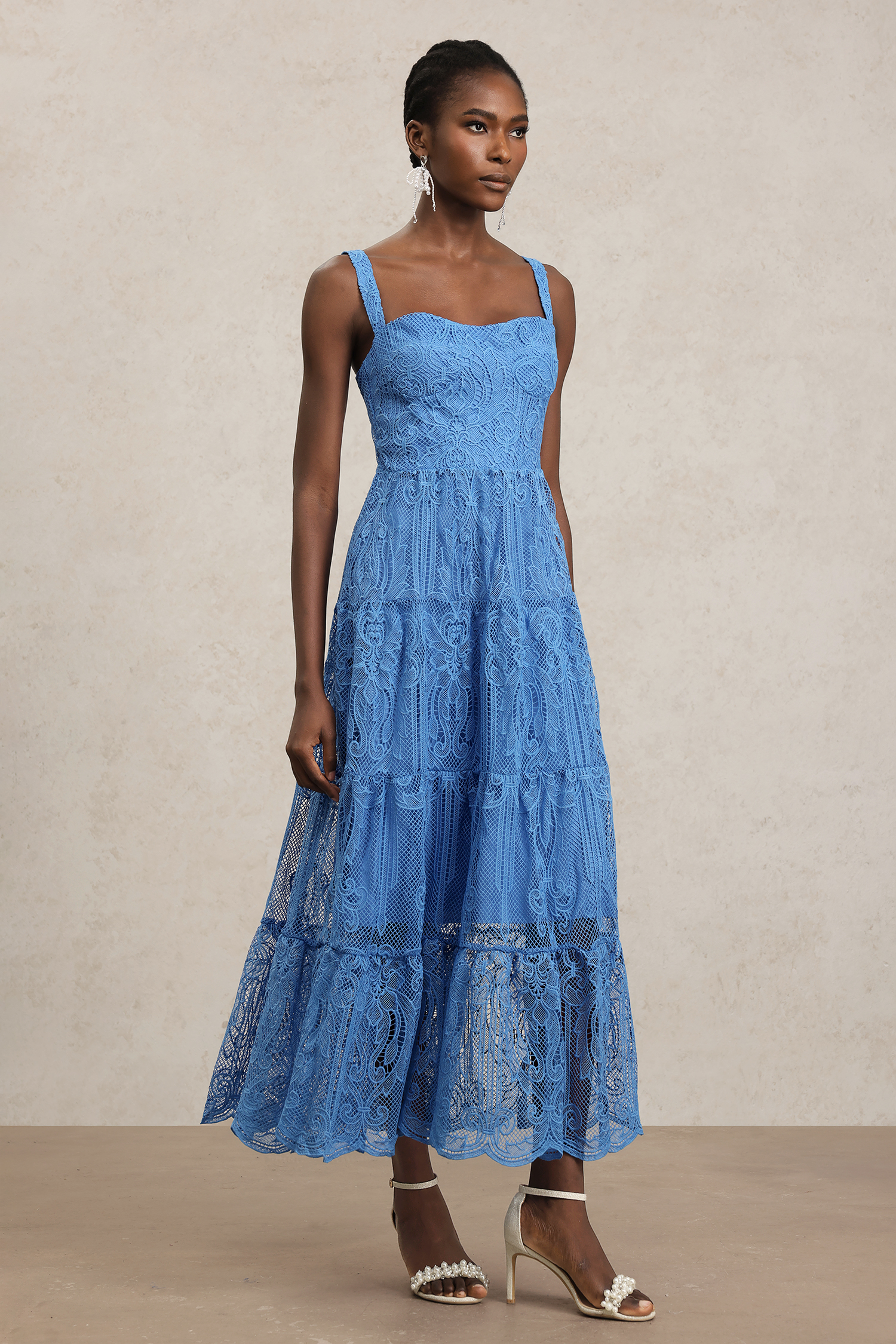 Lacava Halter Flowers Lace Maxi Dress