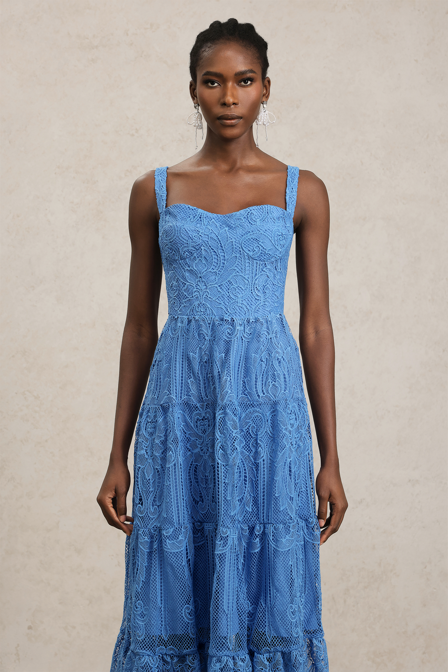 Lacava Halter Flowers Lace Maxi Dress