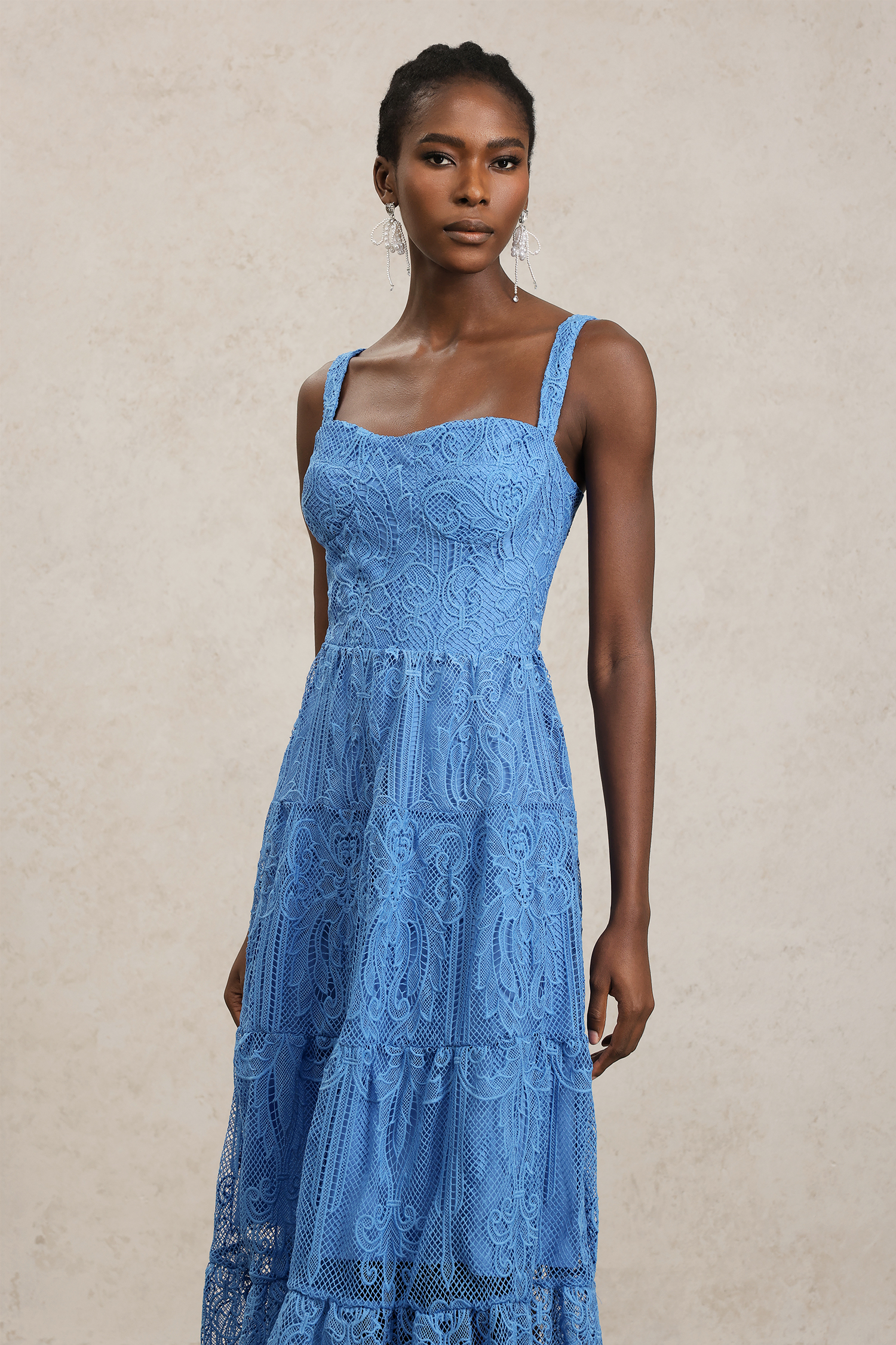 Lacava Halter Flowers Lace Maxi Dress