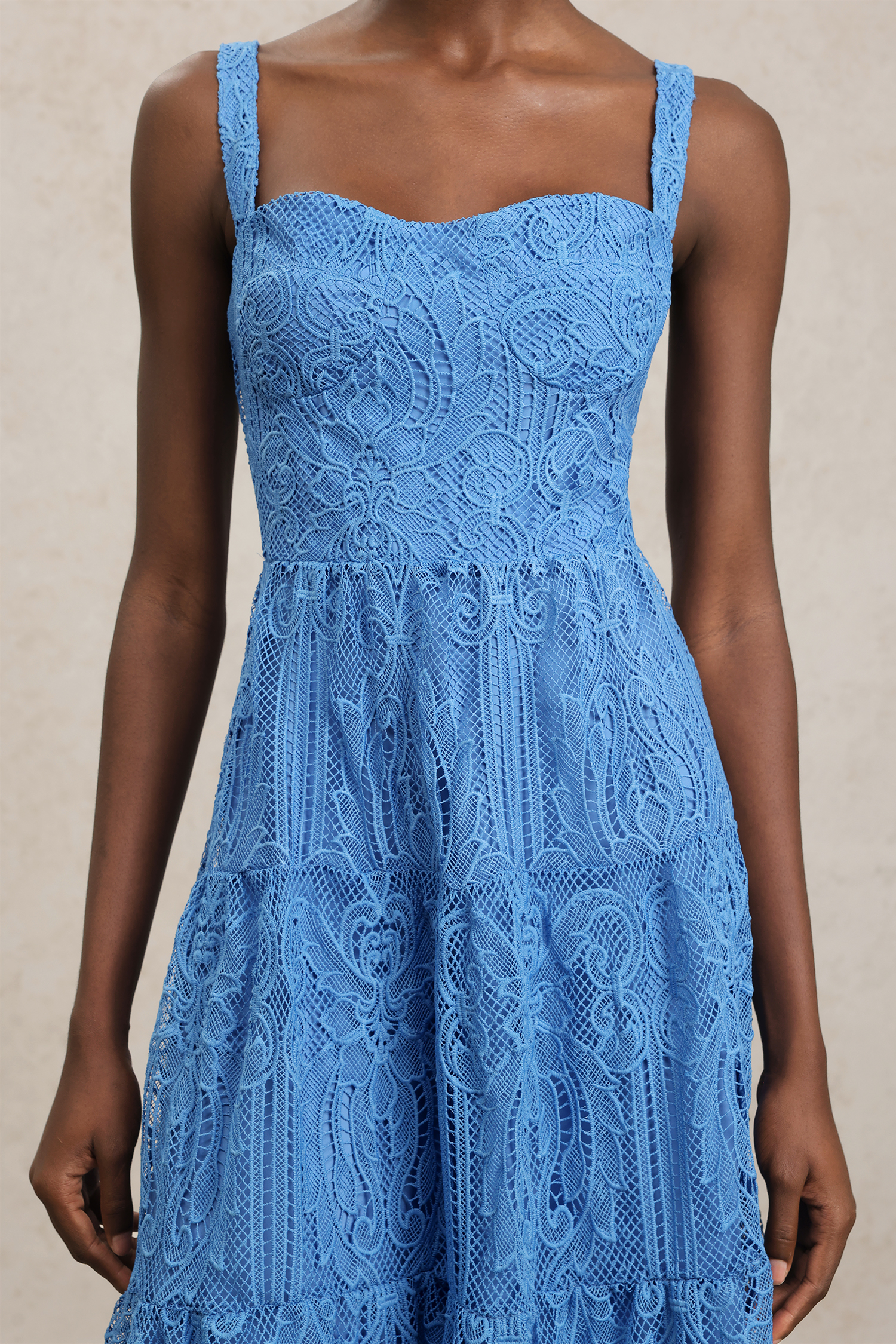 Lacava Halter Flowers Lace Maxi Dress