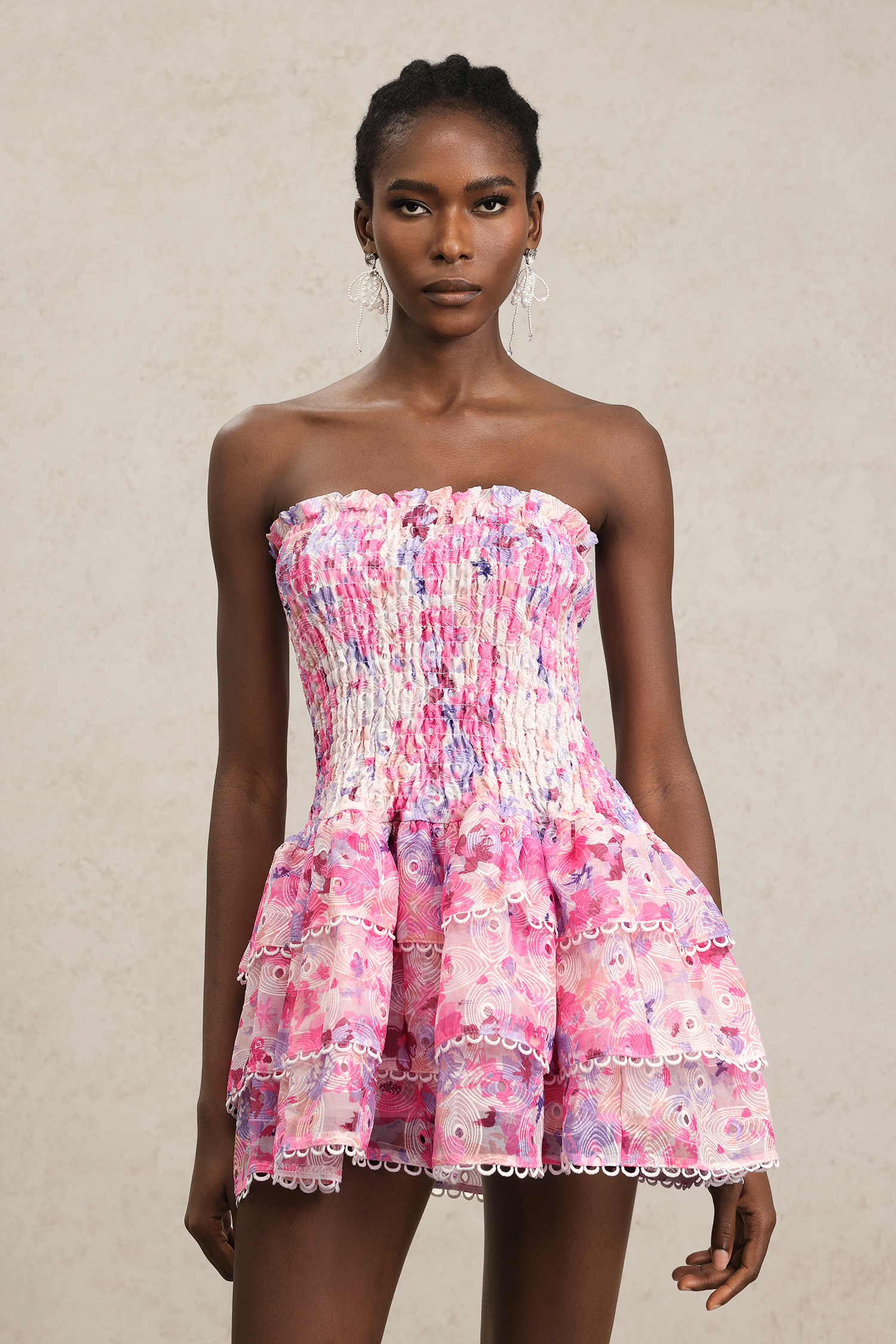 Zandy Floral Tube Mini Dress - Pink