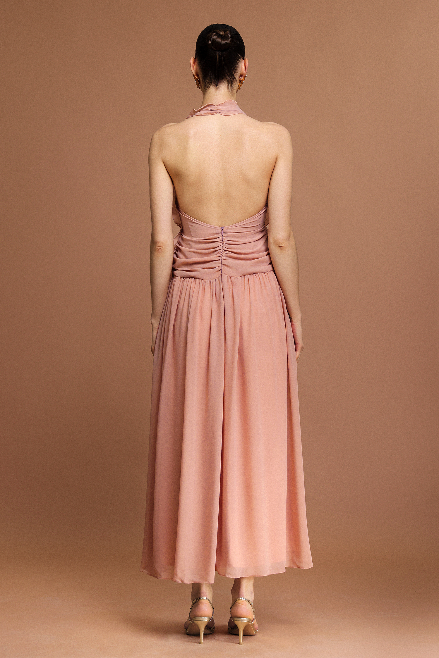 Pilisa V-Neck Sleeveless Folds Maxi Dress