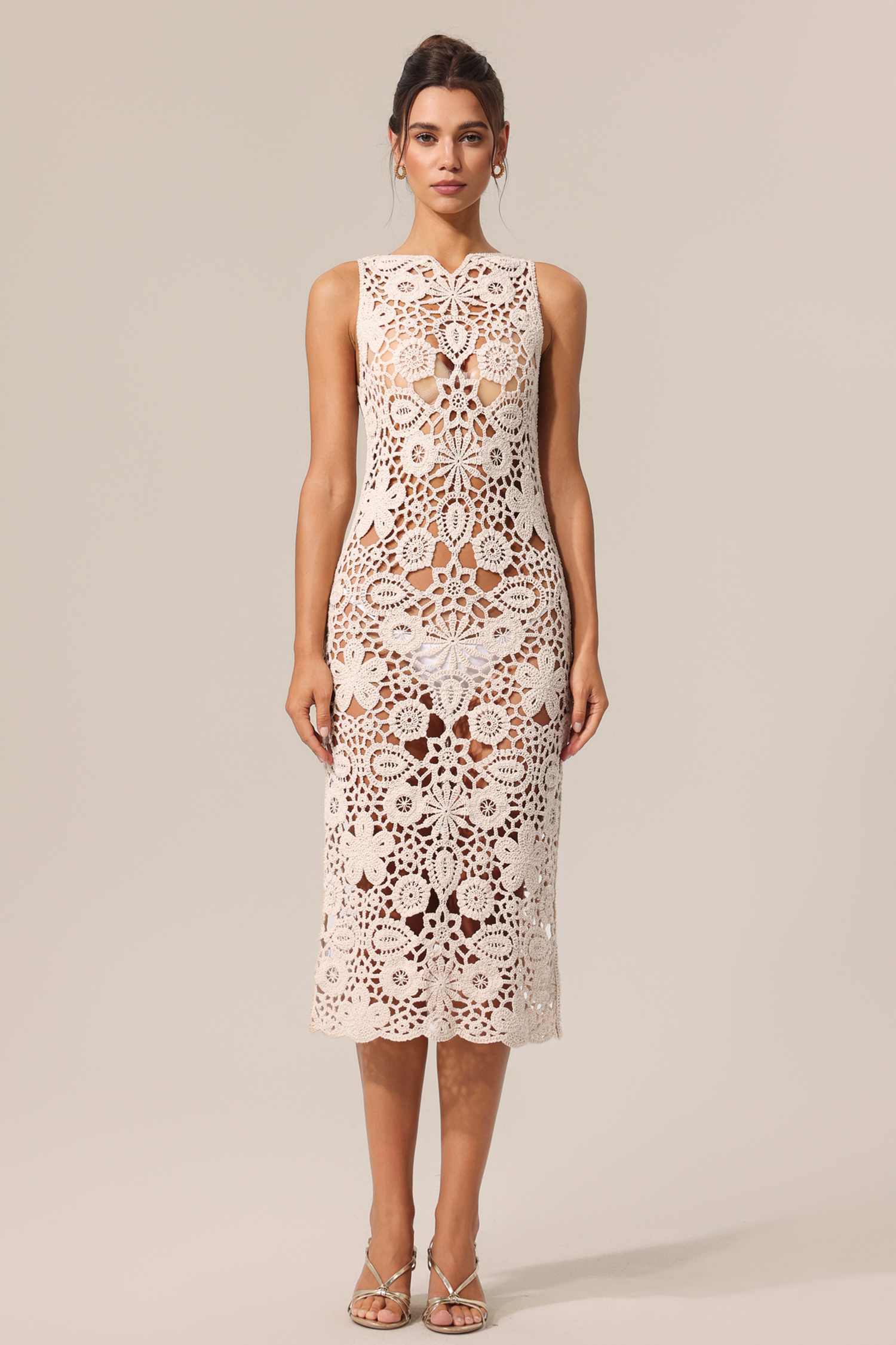 Mayali Sleeveless Hollow Out Midi Dress