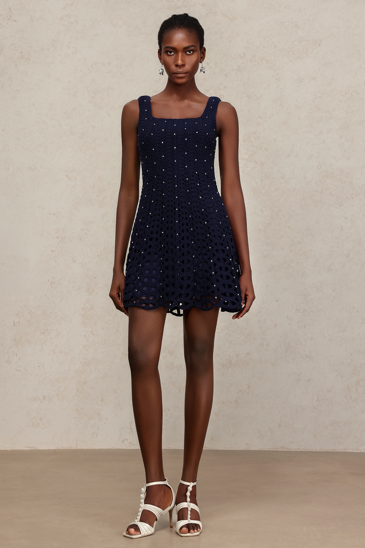 Kalene Halter Hollow Out Diamond Mini Dress