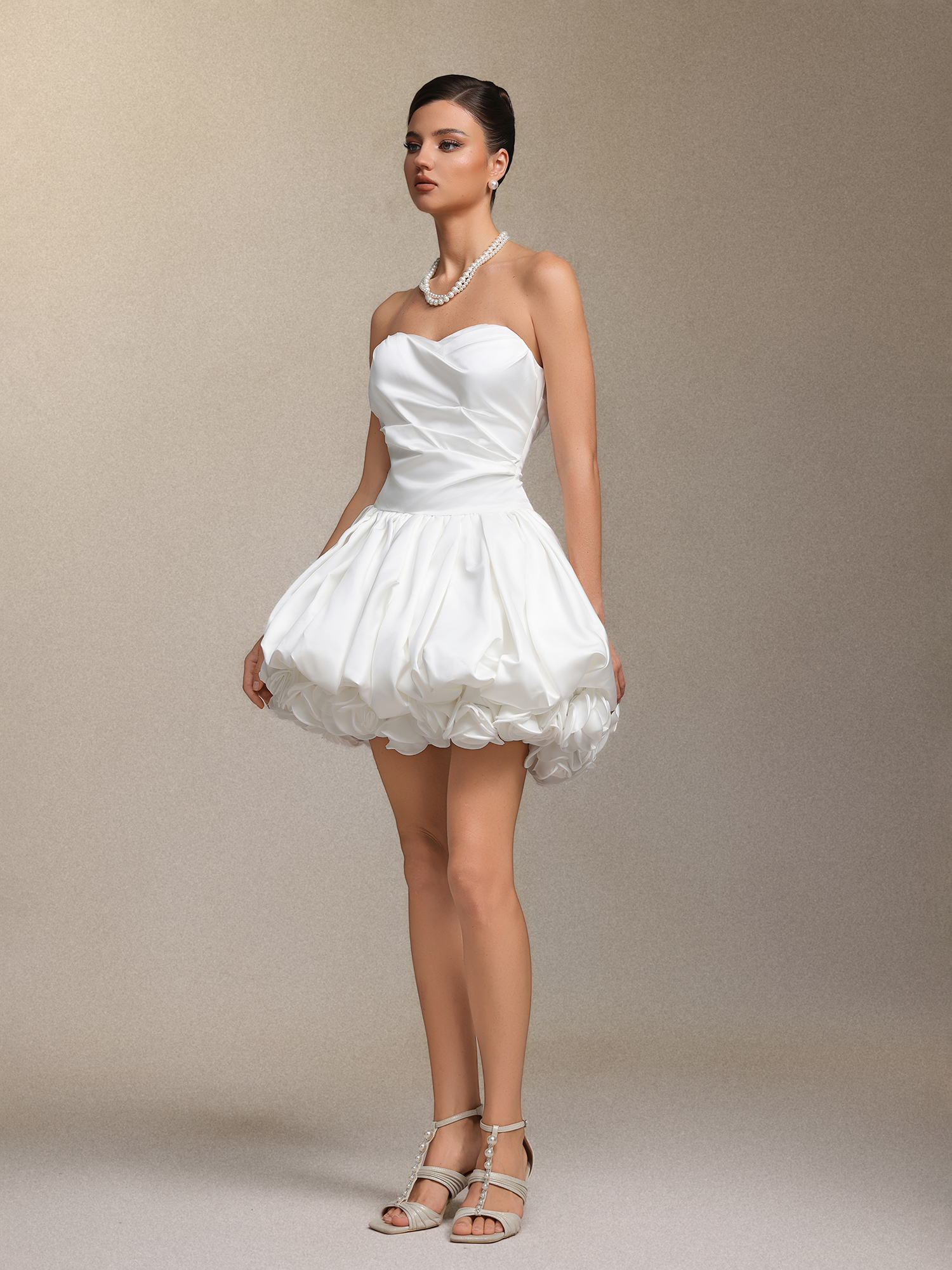 Delisy Strapless Flowers Mini Dress