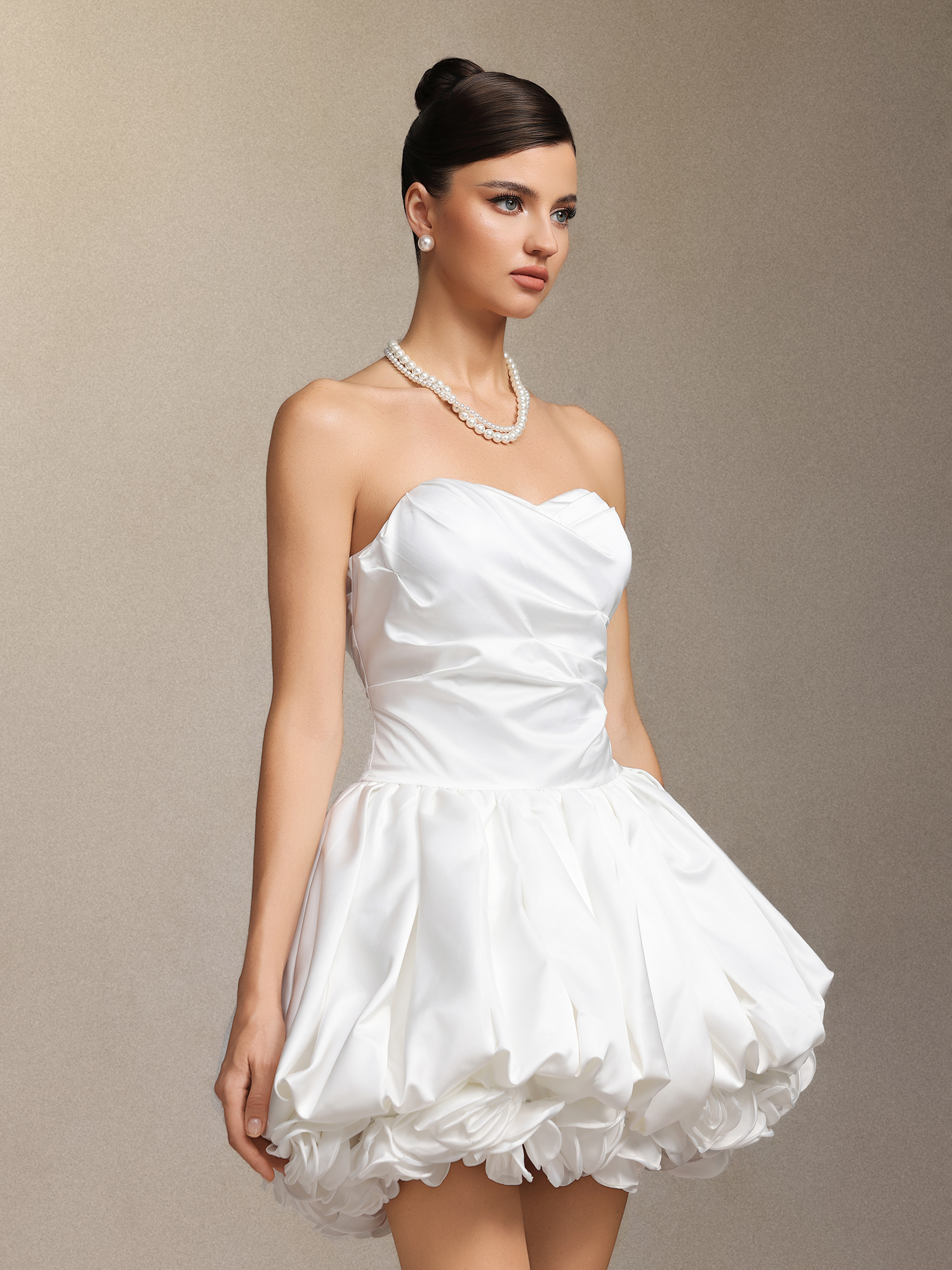 Delisy Strapless Flowers Mini Dress