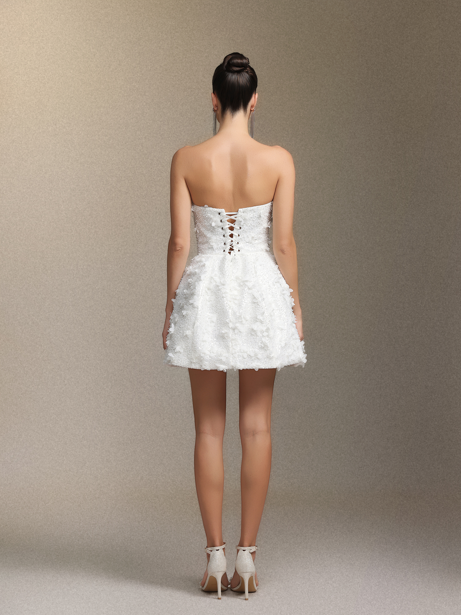 Yamaly Beaded V-neck strapless mini skirt