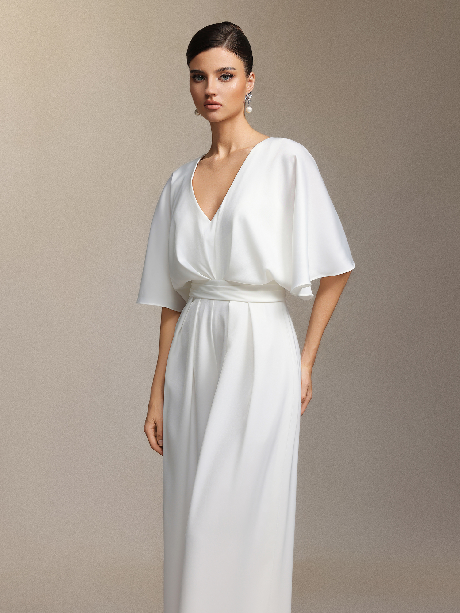 Nadine Deep V-neck mid-sleeved corset maxi dress