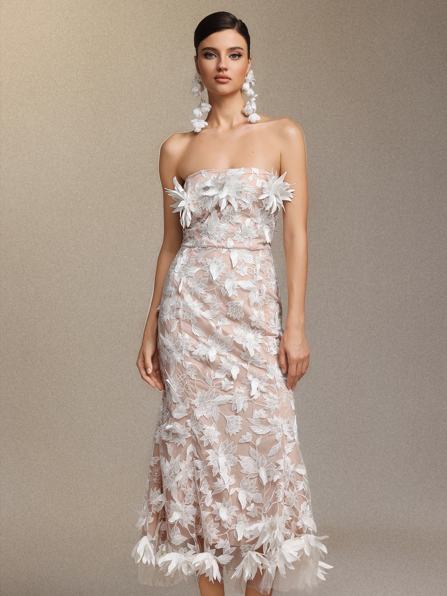 Kater Sleeveless Flowers Lace Maxi Dress